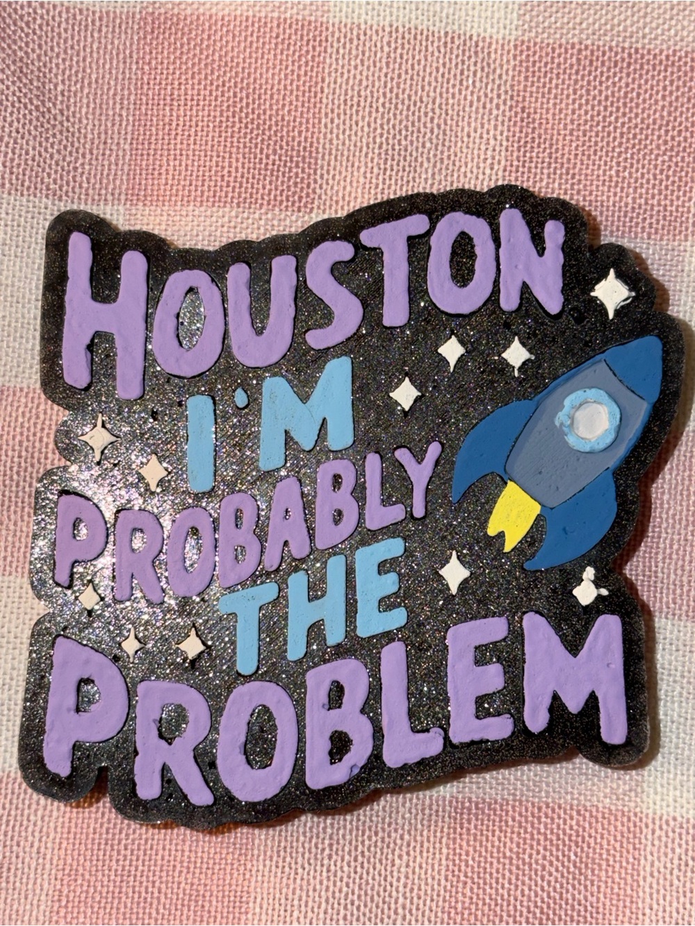 Houston I'm Probably The Problem Decorative Sticker - Purple & Blue